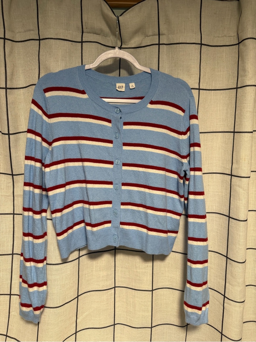 Gap Light Blue Striped Button-Up Cardigan Sweater